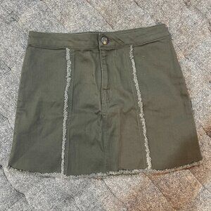 BCBG Raw hem army green skirt